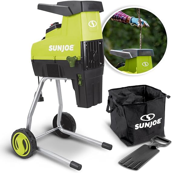 Sun Joe CJ603E 15-Amp 1.7-Inch Cutting Diameter Electric Silent Wood Chipper/Shredder, green